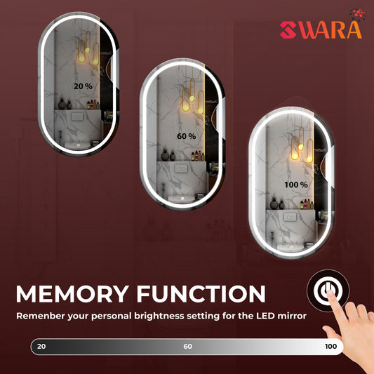 LUPPRA Capsule Wall Mounting Mirror with Light |Bathroom ,Venity and Smart Mirror Size 17.5X23.5 inch| LED Mirror 3 Tone (Cool , Natural , Warm ).