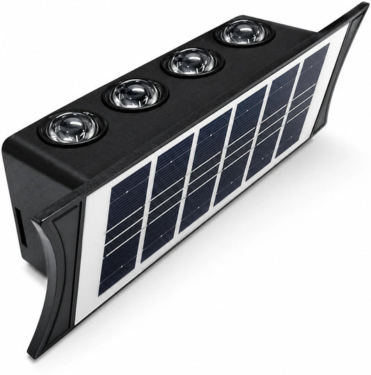Solar Fence Lights Outdoor – 4 LED Waterproof Solar Wall Lights with Automatic Dusk to Dawn, Energy Saving Decorative Light for Fence, Garden, Patio, Yard & Pathway