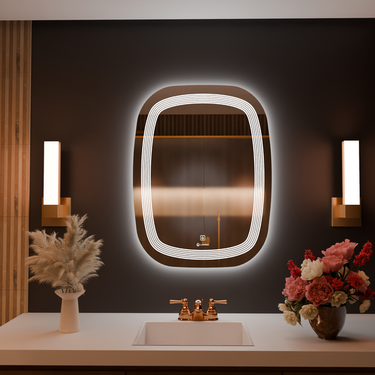 LUPPRA 18x24 Inch Wall-Mounted LED Mirror with Smart Sensor and 3-Color Light (Warm, White, Natural) | Mirror Light, Wash Basin Wall and Fancy Washbasin Mirror,Smart LED Design