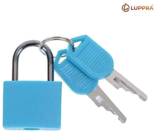 Big Steel Padlock with 2 Keys, Travel Lock for Suitcase, Luggage, Bags & Cabinets, Rust-Resistant Compact Security Lock for Daily Use, Strong Metal Body Padlock (Sky Blue, Big)