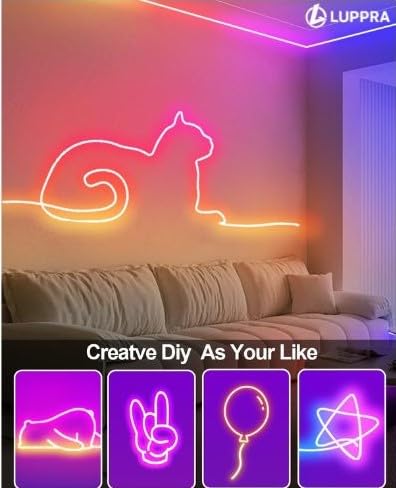 5M RGB Neon LED Strip Light with Remote & Silicone Diffuser – Flexible Multicolor Rope Light for Bedroom, Gaming Room & Home Decor