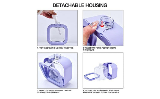 300ML Transparent Liquid Soap Dispenser | Refillable Pump Bottle for Hand Wash Dish Wash Shampoo Conditioner Shower Gel | Bathroom & Kitchen Liquid Dispenser (Purple)