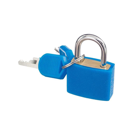Small Steel Padlock with 2 Keys, Heavy Duty Travel Lock for Luggage, Suitcase, Bags & Lockers, Rust-Resistant Compact Security Lock for Daily Use, Strong Metal Body Padlock (Deep Blue)