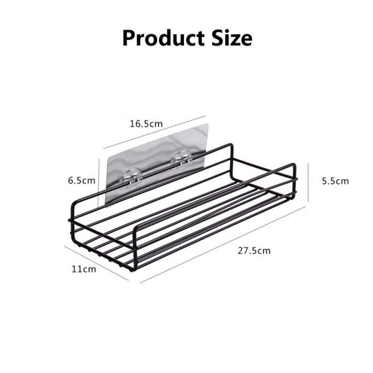 LUPPRA 5-Piece Bathroom Wall Organizer Self-Adhesive Shelf Set with Hooks Ms Metal Wall Mounted Shelves Black