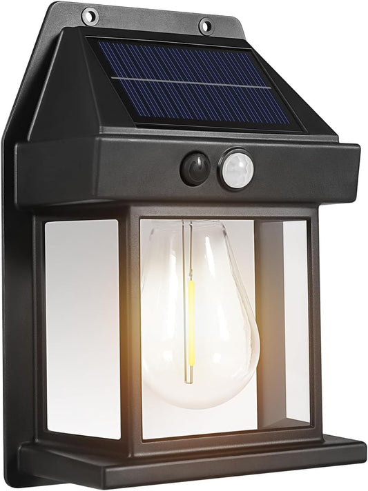 Solar Induction Wall Lamp Outdoor with Motion Sensor – 1800mAh Battery, Waterproof Solar Security Wall Sconce Light for Garden, Balcony, Terrace & Home (Black, Pack of 1)