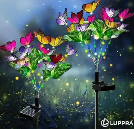 LUPPRA Solar LED Butterfly Garden Lights – Waterproof Outdoor Colorful Solar Powered Flower Lamps with Automatic Dusk to Dawn On/Off for Pathway, Lawn, Patio, Balcony & Yard Décor (2 Pieces)