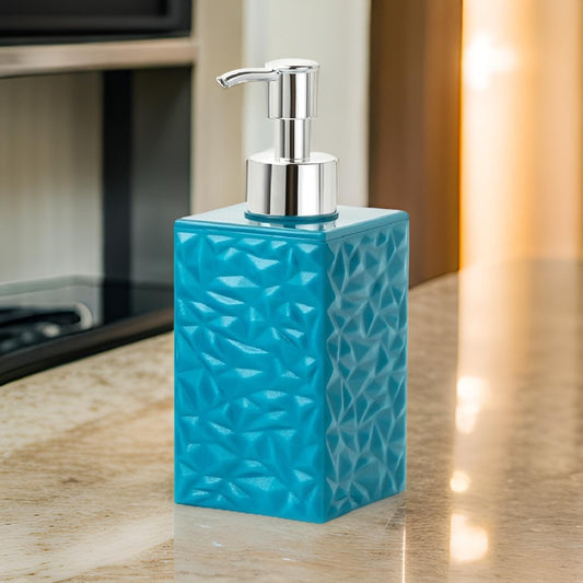 Smart Pump 400 ml All-in-One Liquid Dispenser for Hand-Wash Dish Soap Shampoo | Leak-Proof BPA-Free Pump Bottle with Silver Glossy Finish for Wash Basin & Kitchen (Grey Blue)