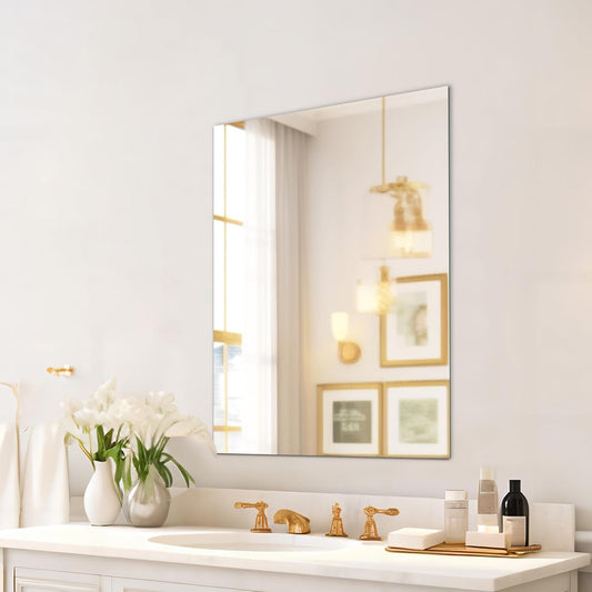 LUPPRA 18x24 Inch Rectangle Mirror for Wall – Beveled Edge Frameless Mirror for Home & Bathroom Decor.