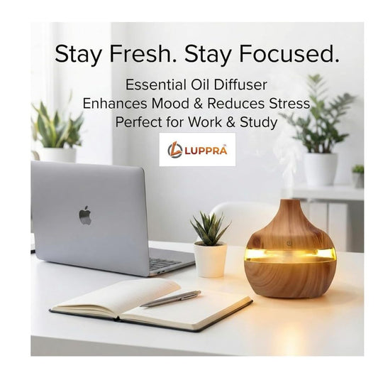 Wooden Humidifier & Essential Oil Diffuser with LED Night Light | Aroma Diffuser for Home, Office, Bedroom & Yoga | Air Freshener