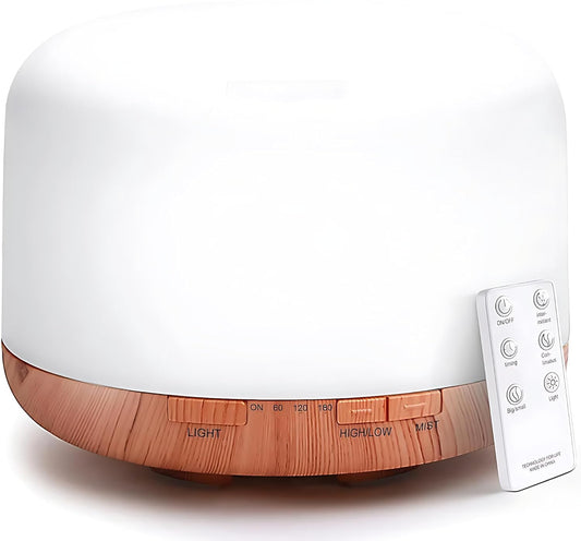 500 mL Ultrasonic Aroma Diffuser & Humidifier with LED Night Light – Essential Oil Diffuser for Home, Office & Bedroom
