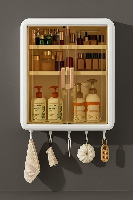 LUPPRA Bathroom Storage Organizer | Plastic Wall-Mounted Bathroom Shelf Cabinet | Single Shelf Design | Multicolor