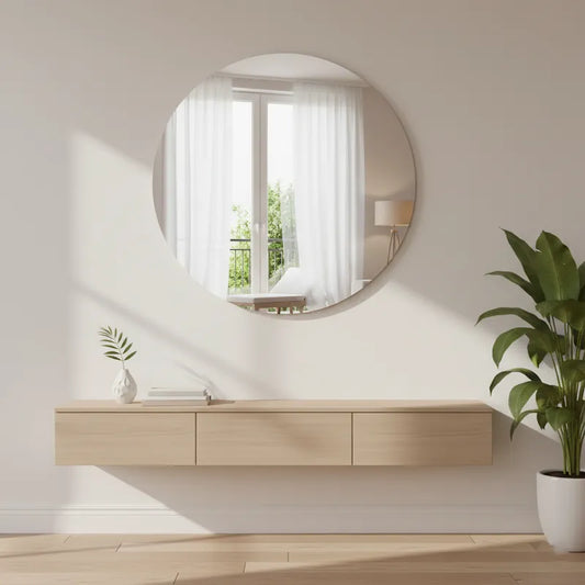 LUPPRA Round Frameless Wall Mirror – Modern Decorative Mirror for Bathroom, Bedroom & Living Room. (24x24)