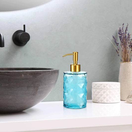 Refillable Liquid Soap Dispenser 300ml | Unbreakable Plastic Pump Bottle for Handwash, Lotion, Shampoo, Sanitizer | Bathroom Kitchen Sink Wash Basin (Blue)