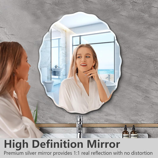 LUPPRA Frameless Bevald Mirror for Bedroom/Bathroom/Dressing Room/Living Room/Entryway/Wall - 5 mm (18 X 24 Inch). ( Oval)