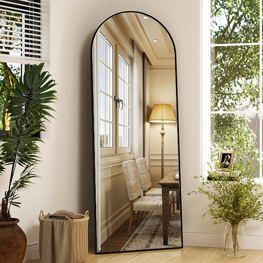 Luppra Arched Full Length Mirror, 150X40cm Large Full Body Floor Standing Mirror, Hanging or Leaning Against Wall for Bedroom Cloakroom, Black