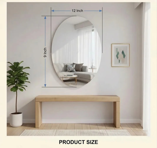 LUPPRA Oval Frameless Wall Mirror 9x12 Inch – Modern Decorative Mirror for Bathroom, Bedroom, Living Room & Entryway