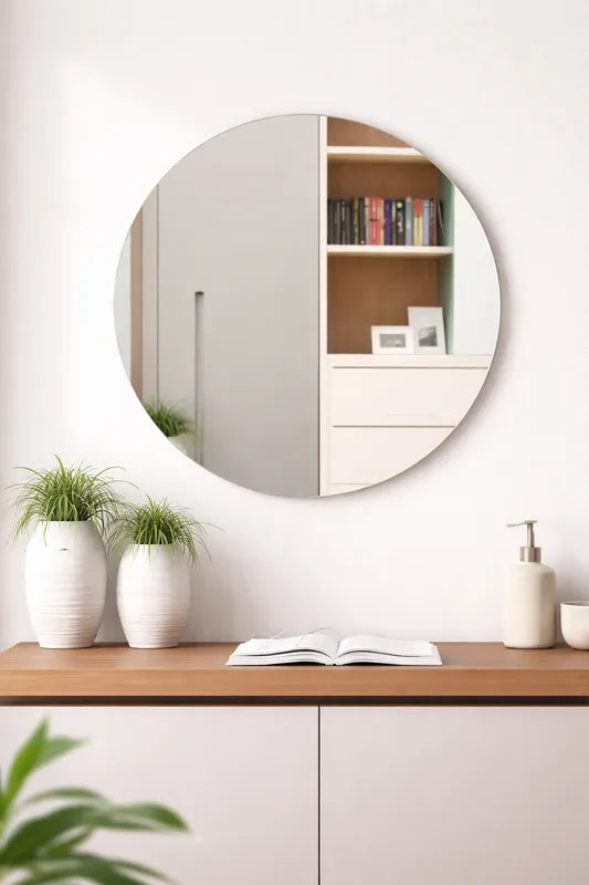 LUPPRA Round Frameless Wall Mirror – Modern Decorative Mirror for Bathroom, Bedroom & Living Room. (18x18)