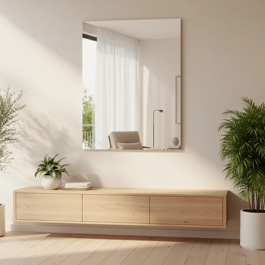 LUPPRA Rectangular Frameless Wall Mirror – Modern Decorative Mirror for Bathroom, Bedroom & Entryway. (12 X 18)
