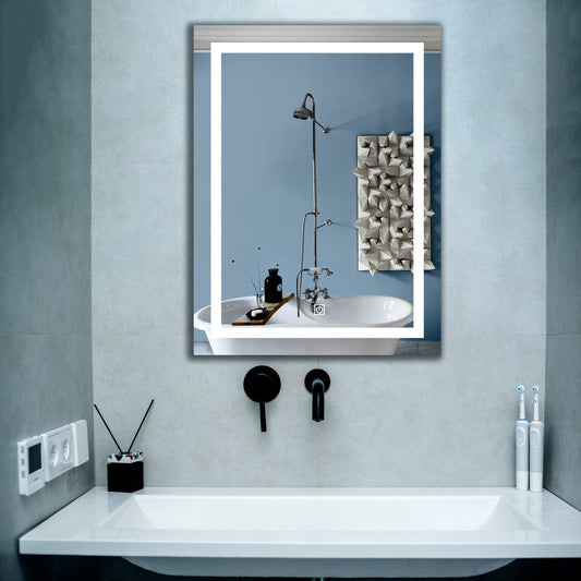 LUPPRA Rectengale Wall Mounting Mirror with Light |Bathroom ,Venity ,Smart Mirror Size 18X24 inch| LED Mirror 3 Tone (Cool , Natural , Warm ).