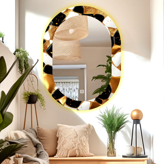 LUPPRA Capsule 18x24 Inch Touch Sensor UV Printed Design LED Mirror With 3 Light tone (Warm,White,Natural White).