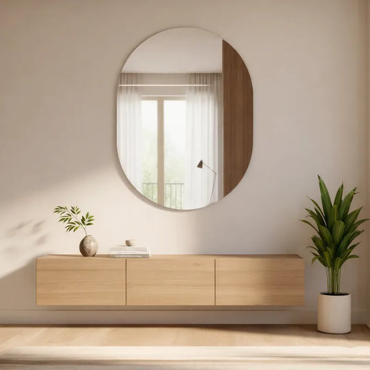 LUPPRA Capsule-Shaped Frameless Wall Mirror – Modern Decorative Mirror for Bathroom, Bedroom, Entryway & Living Room. (9x15)