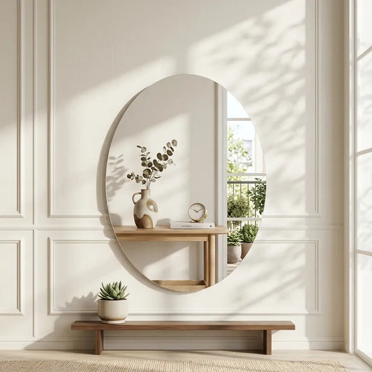 LUPPRA Oval Frameless Wall Mirror 9x15 Inch – Modern Decorative Vanity Mirror for Bathroom, Bedroom, Living Room & Entryway
