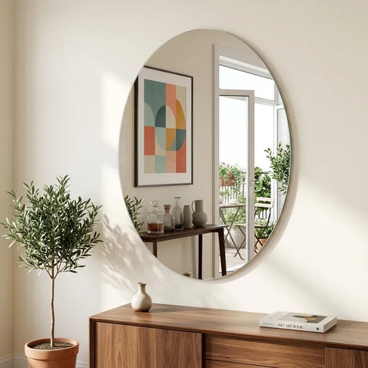LUPPRA Oval Frameless Wall Mirror 9x12 Inch – Modern Decorative Mirror for Bathroom, Bedroom, Living Room & Entryway