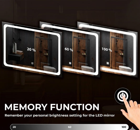 LUPPRA Horizontal Wall Mounting Mirror with Light |Bathroom ,Venity and Smart Mirror Size 24X18 inch| LED Mirror 3 Tone (Cool , Natural , Warm ).