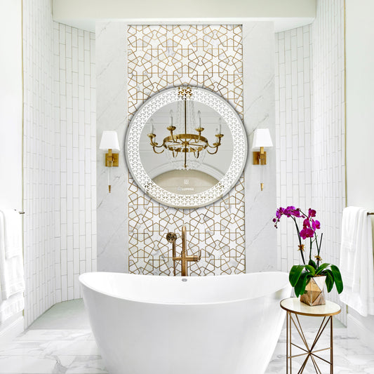 LUPPRA 24x24 Inch Wall-Mounted LED Mirror with Smart Sensor and 3-Color Light (Warm, White, Natural) | Wash Basin Wall and Fancy Washbasin Mirror,Smart LED Design