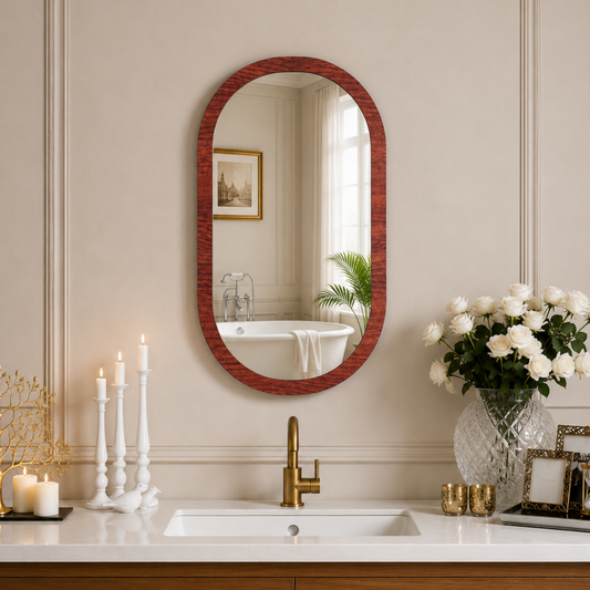 15 x 23 Inch Wooden Finish Wall Mirror – Elegant Decorative Framed Mirror for Bedroom, Living Room, Hallway, Entryway & Home Décor