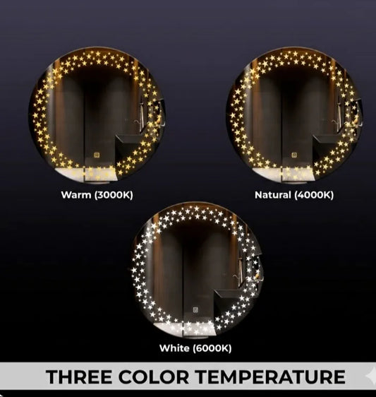 LUPPRA Round Wall Mounting Mirror with Light |Bathroom ,Venity and Smart Mirror Size 24X24 inch| LED Mirror 3 Tone (Cool , Natural , Warm ).