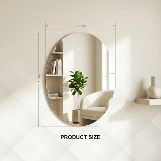 Frameless Oval Wall Mirror – 18"x24" Decorative Mirror for Bathroom, Bedroom, Living Room, Entryway.