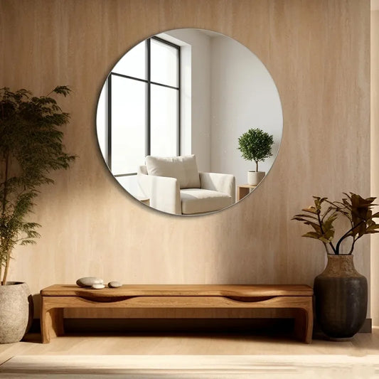 LUPPRA Round Frameless Wall Mirror 15x15 Inch – Modern Decorative Vanity Mirror for Bathroom, Bedroom, Living Room & Entryway