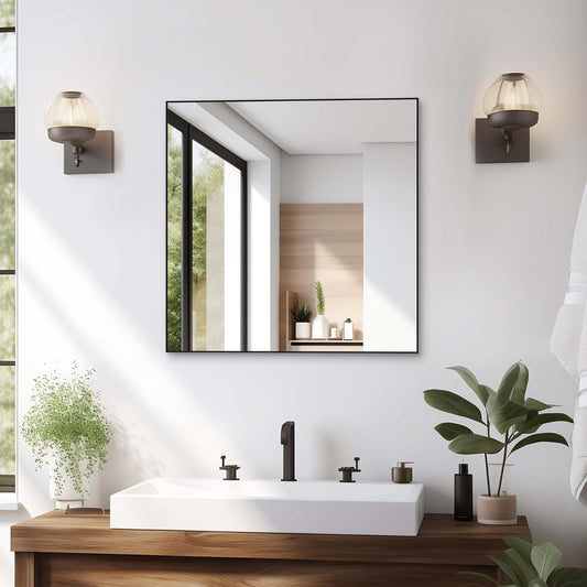 LUPPRA Square Frameless Wall Mirror – Modern Decorative Mirror for Bathroom, Bedroom, Living Room, Entryway & Dressing Room (18 x 18 INCH).