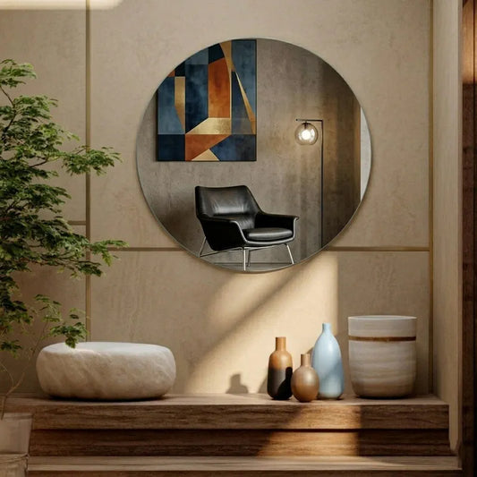 LUPPRA Round Frameless Wall Mirror 12x12 Inch – Modern Decorative Vanity Mirror for Bathroom, Bedroom, Living Room & Entryway