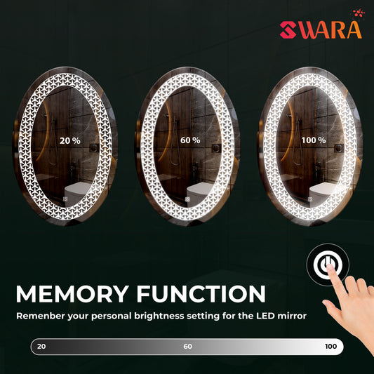 LUPPRA 18x24 Inch Oval LED Wall Mirror with Smart Touch Sensor, 3 Color Adjustable Lighting (Warm, Natural, White) – Modern Wall-Mounted Smart Mirror for Bathroom, Bedroom & Living Room (Oval 5)