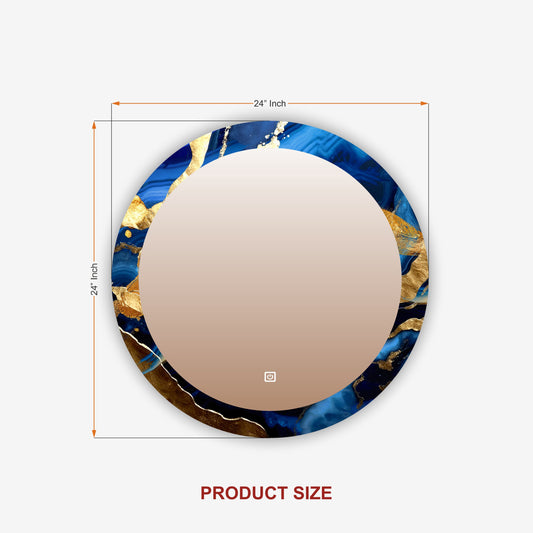 LUPPRA 24X24 inch Round Multicolor UV Printed LED Mirror Smart 3 Light Tone (Cool White,Natural White and Warm White).