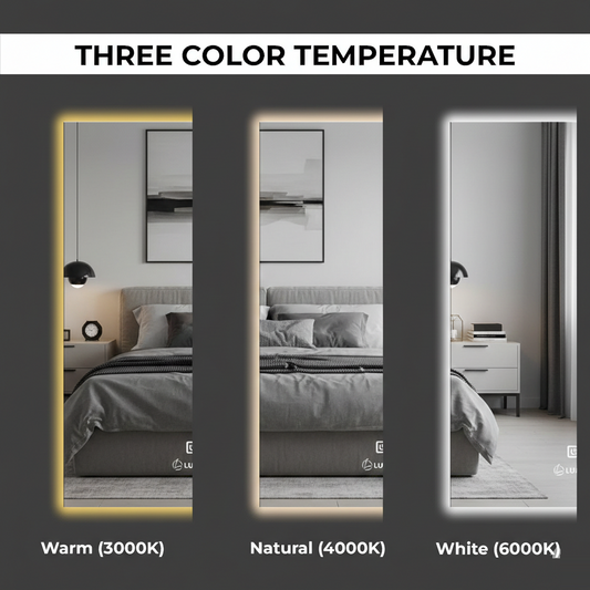 LUPPRA Rectengale 18x24 Inch Wall-Mounted LED Mirror with Smart Sensor and 3-Color Light (Warm, White, Natural) | Mirror Light, Wash Basin Wall and Fancy Washbasin Mirror,Smart LED Design