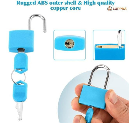 Big Steel Padlock with 2 Keys, Travel Lock for Suitcase, Luggage, Bags & Cabinets, Rust-Resistant Compact Security Lock for Daily Use, Strong Metal Body Padlock (Sky Blue, Big)