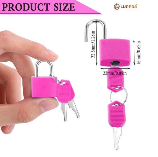 Big Steel Padlock with 2 Keys, Heavy Duty Travel Lock for Suitcase, Luggage, Bags & Cabinets, Rust-Resistant Compact Security Lock for Daily Use, Strong Metal Body Padlock (Green) (Pink, Big)