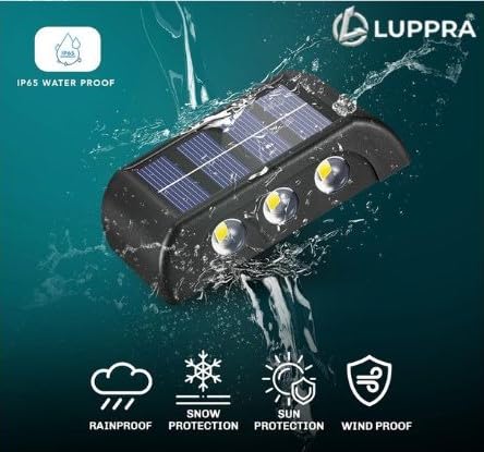 Solar 6 LED Up & Down Wall Light – IP65 Waterproof Dual Direction Outdoor Sensor Lamp for Garden, Porch & Patio (Pack of 2)