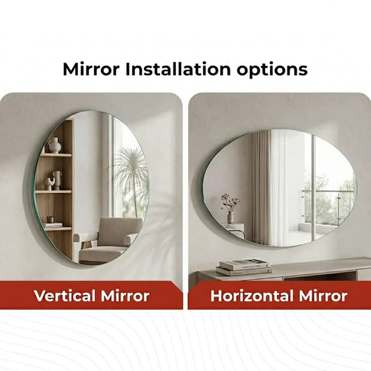 LUPPRA Oval Frameless Wall Mirror 12x18 Inch – Modern Decorative Mirror for Bathroom, Bedroom, Living Room & Entryway