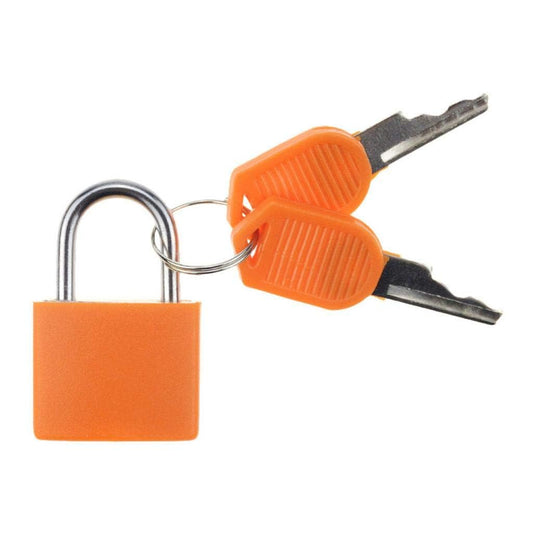 Mini Steel Padlock with 2 Keys,Small Travel Lock for Suitcase, Luggage, Bags & Cabinets, Rust-Resistant Compact Security Lock for Daily Use, Strong Metal Body Padlock (Orange, Small)