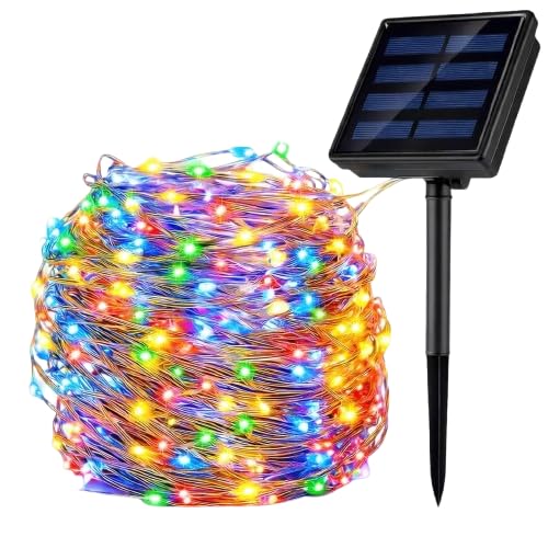 Solar Fairy Color String Light 200 LEDs 22 Meter Inbuilt Rechargable Batery Waterproof 8 Mode Copper Wire for Garden Yard Balcony Diwali Christmas Party & Led Light (Multi-Colour)