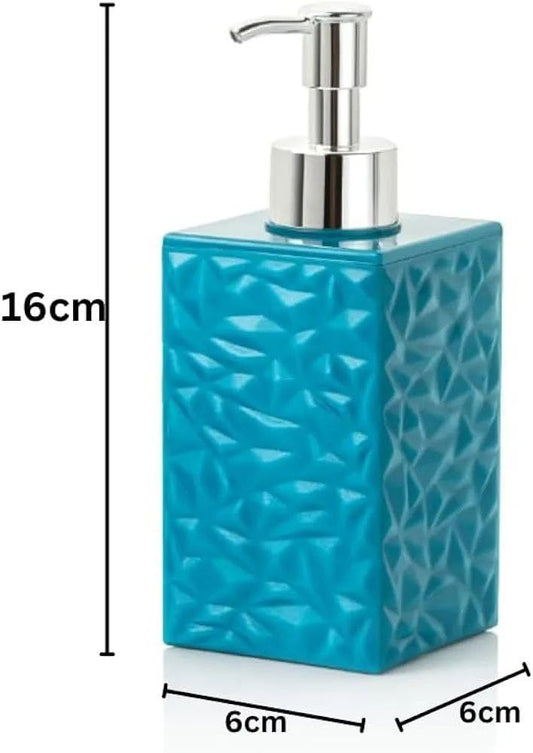 Smart Pump 400 ml All-in-One Liquid Dispenser for Hand-Wash Dish Soap Shampoo | Leak-Proof BPA-Free Pump Bottle with Silver Glossy Finish for Wash Basin & Kitchen (Blue White)
