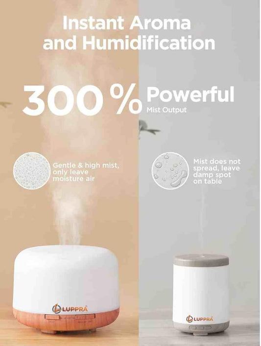 4-in-1 Ultrasonic Essential Oil Diffuser & Humidifier with Remote Control, 7-Color LED – 500ML, Round White