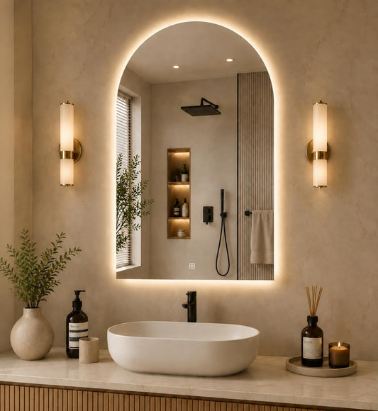 18 x24 inch Frameless Oval LED Bathroom Vanity Mirror — Wall Mounted Backlit Lighted Smart Mirror with 3 Color Modes & Touch Sensor Controls