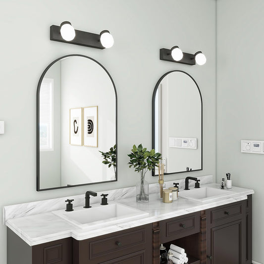LUPPRA 12x18 inch Black Arched Wall Mirror – Plastic Black Frame, Stylish Bathroom & Vanity Mirror for Living Room, Bedroom, Entryway, and Home Décor 12x18