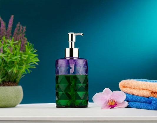 Refillable Liquid Soap Dispenser 300ml | Unbreakable Plastic Pump Bottle for Handwash, Lotion, Shampoo, Sanitizer | Bathroom Kitchen Sink Wash Basin (Purple)