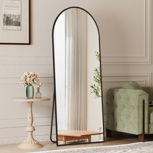 Luppra Arched Full Length Mirror, 150X40cm Large Full Body Floor Standing Mirror, Hanging or Leaning Against Wall for Bedroom Cloakroom, Black